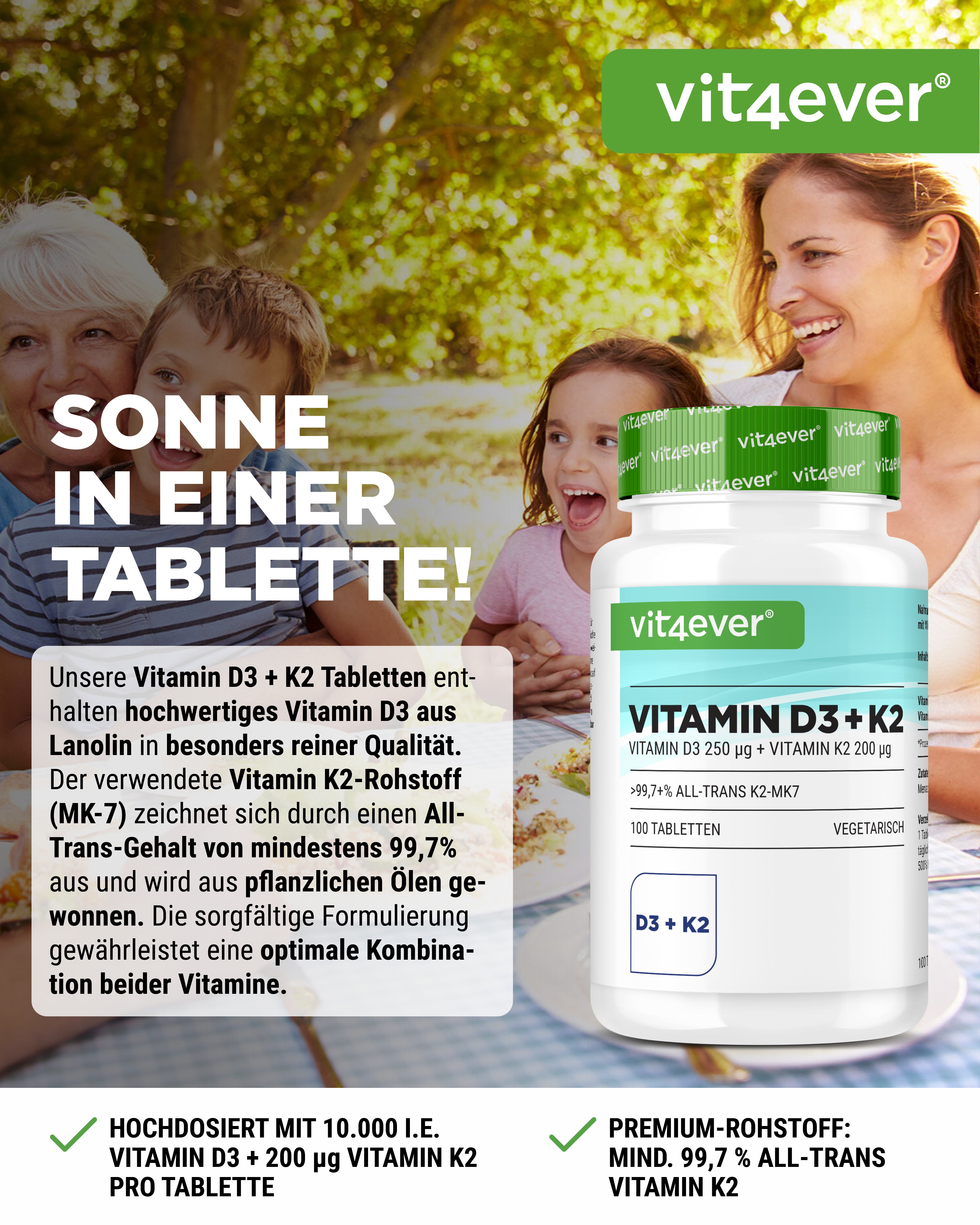 Vitamin D3 10.000 I.E. + Vitamin K2 200 mcg