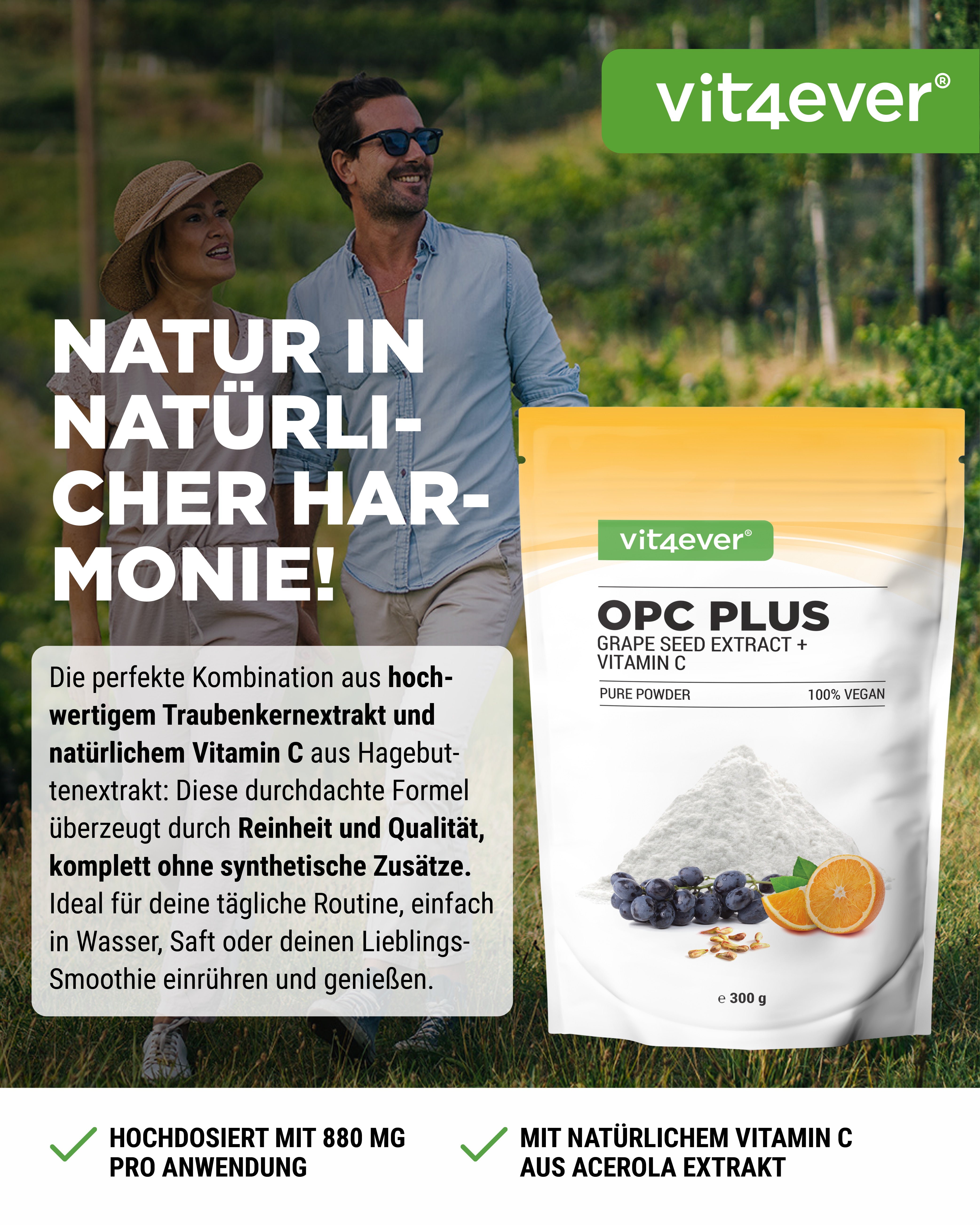 OPC estratto di semi d'uva + Vitamina C in polvere
