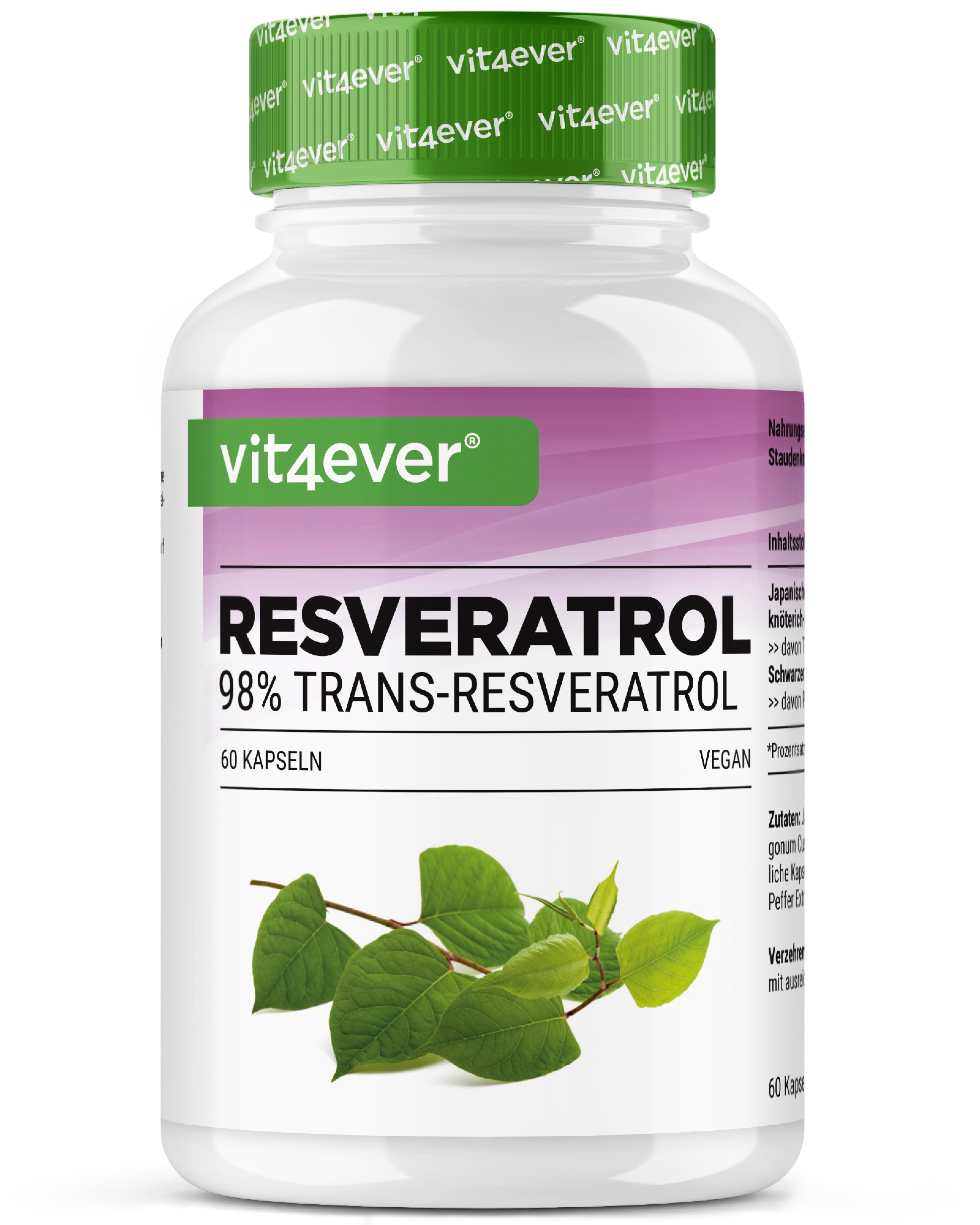 Resveratrol - 600 mg - 98% Trans-Resveratrol
