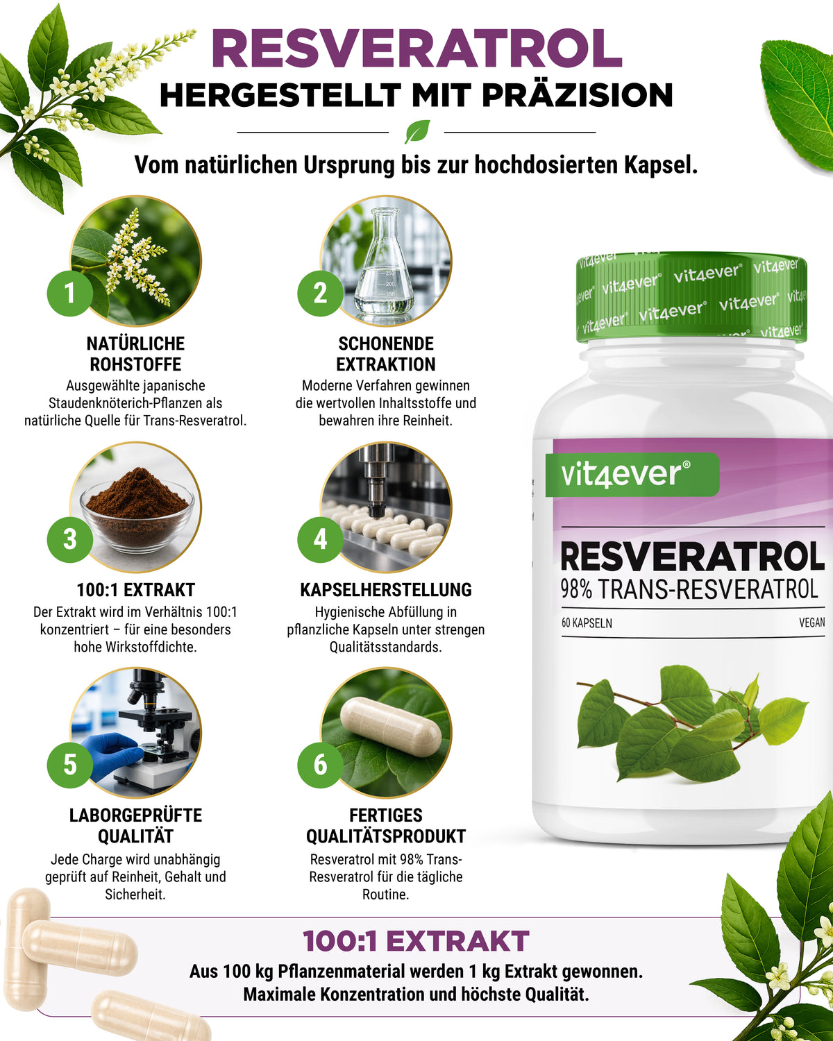 Resveratrol - 500 mg - 98% Trans-Resveratrol