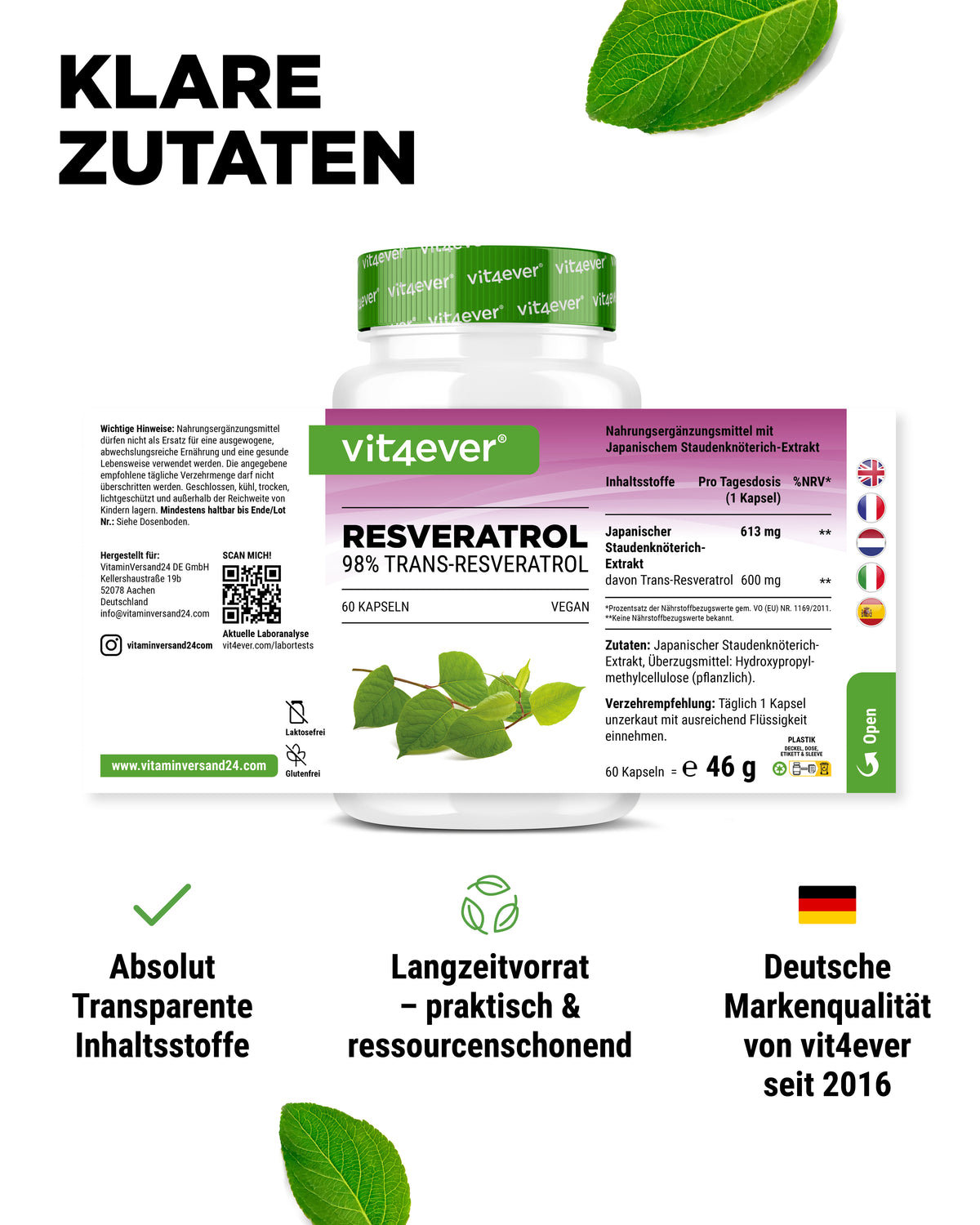 Resveratrol - 500 mg - 98% Trans-Resveratrol