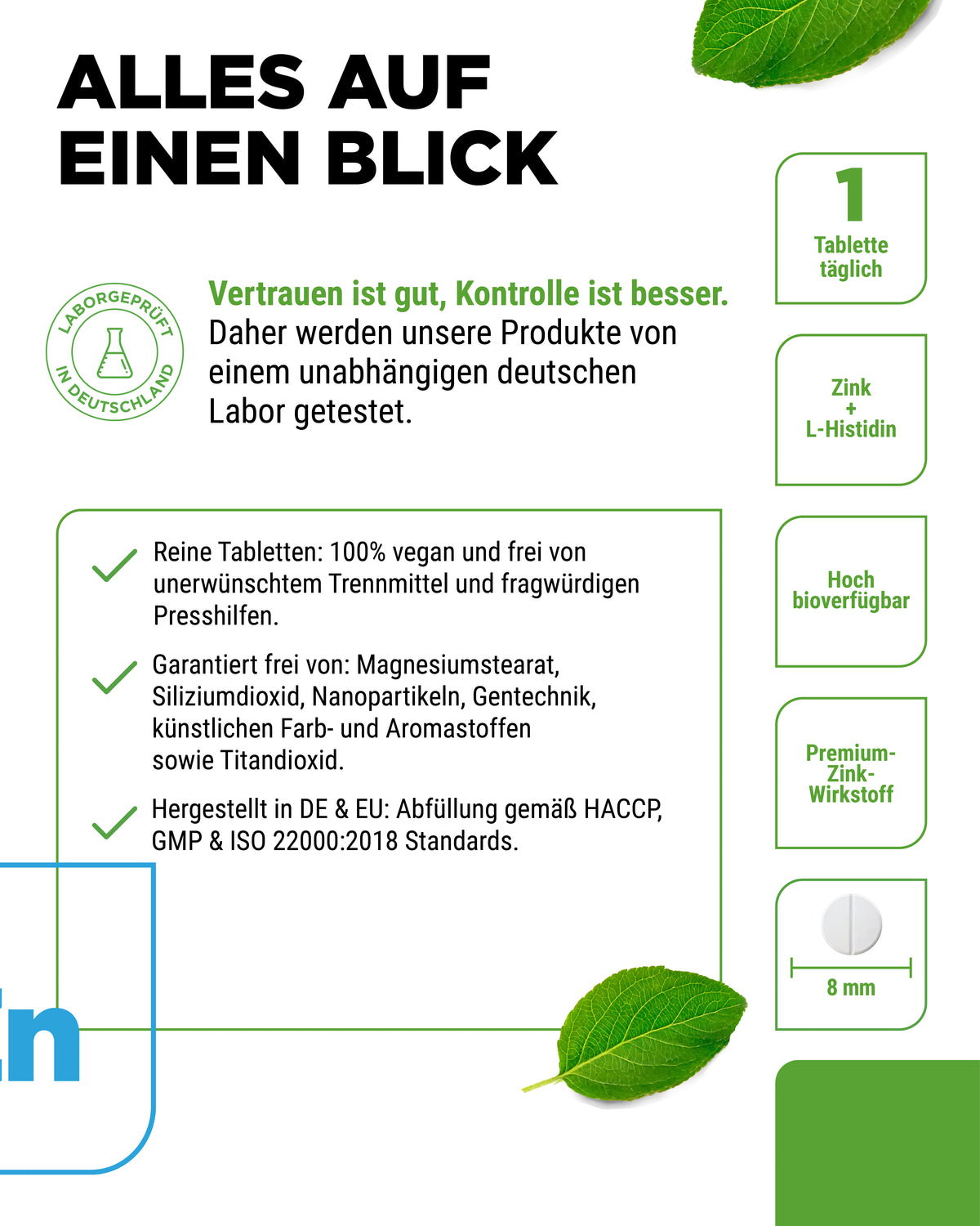Zink 25 mg Komplex mit Bisglycinat + L-Histidin