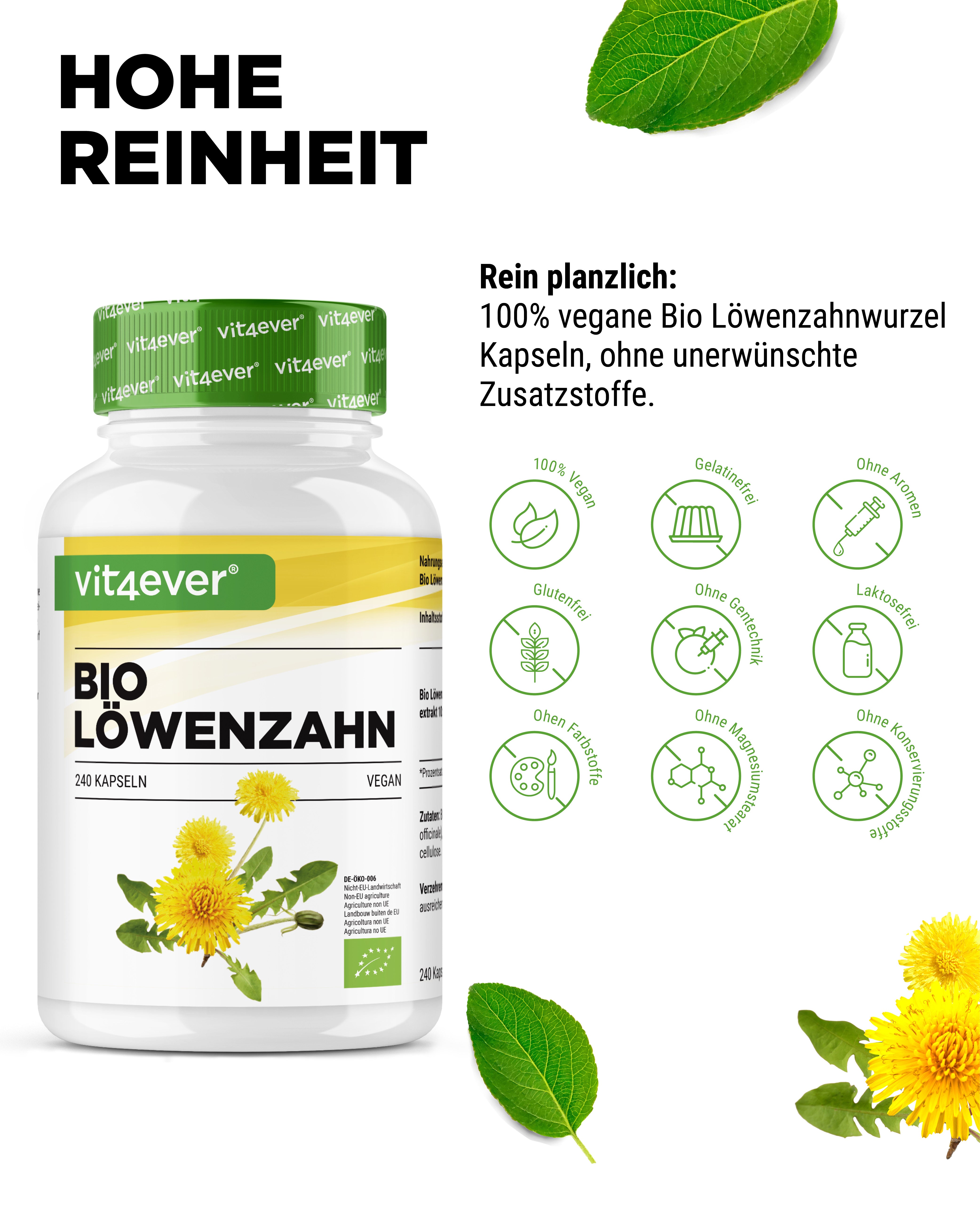 Diente de león orgánico - 500 mg