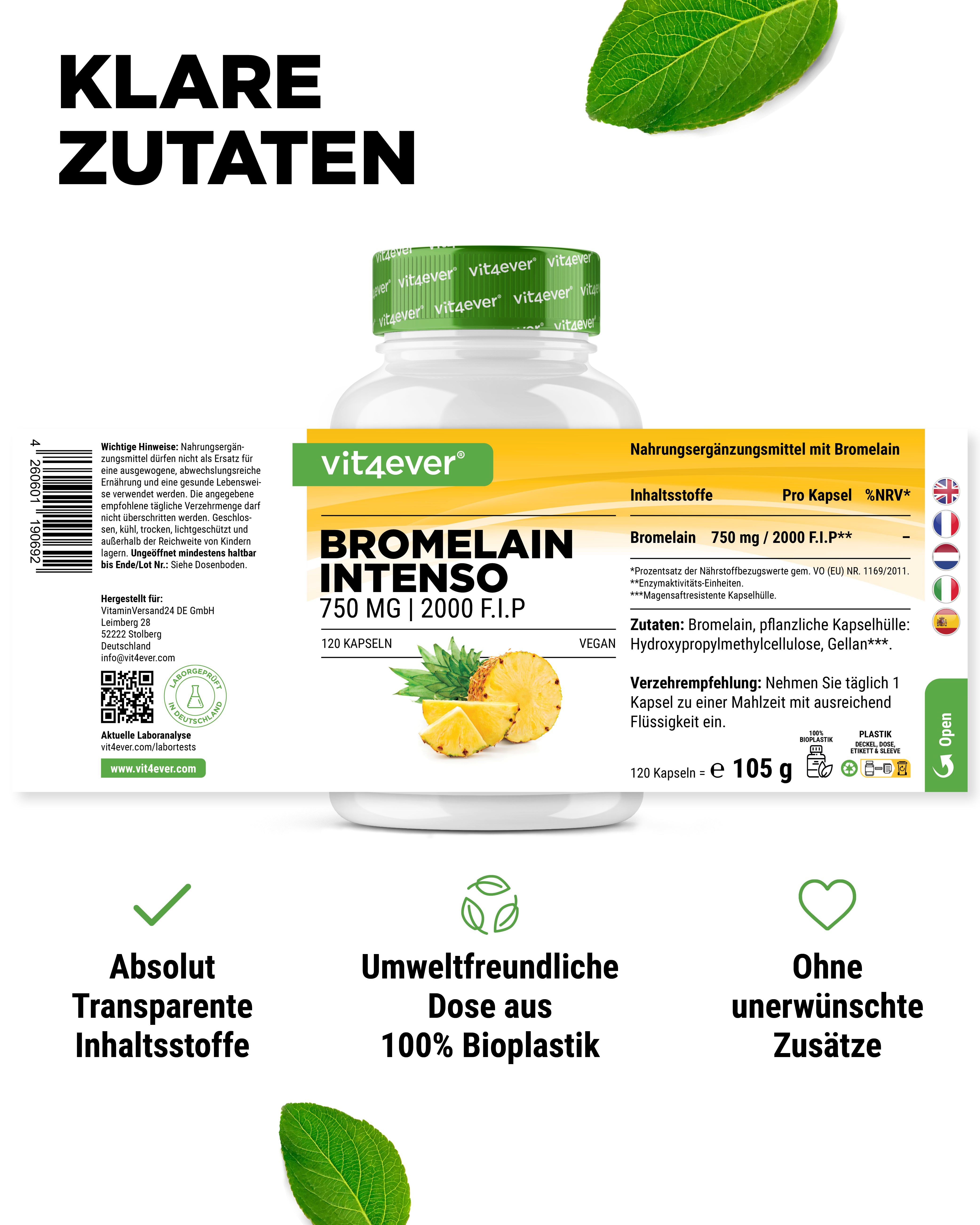 Bromelina Intenso - 750 mg (2000 F.I.P)