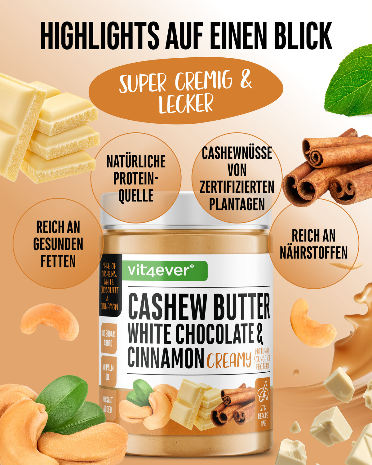 Cashew Butter - White Chocolate & Cinnamon, 1000 g