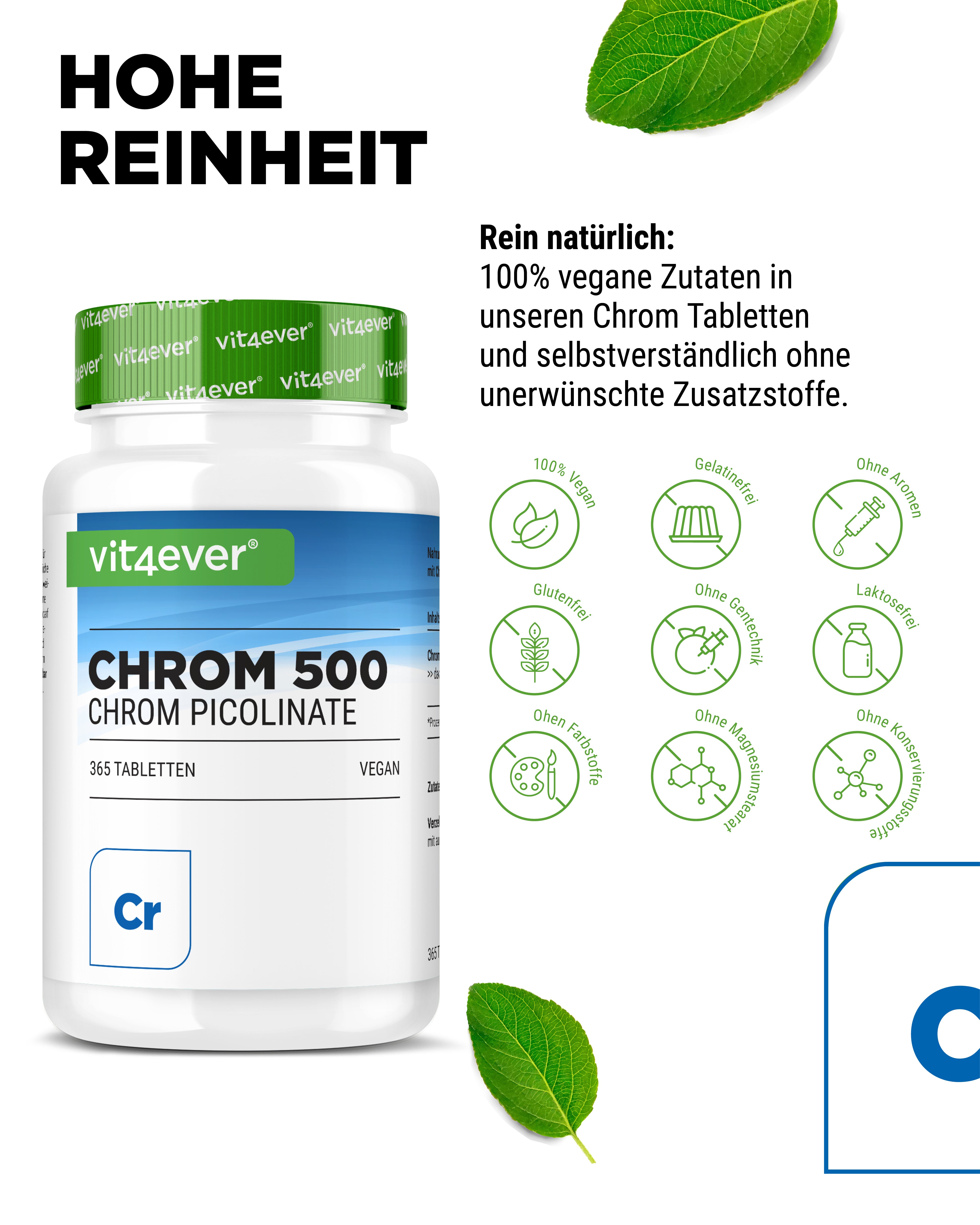 Cromo - 500 mcg, 365 comprimidos
