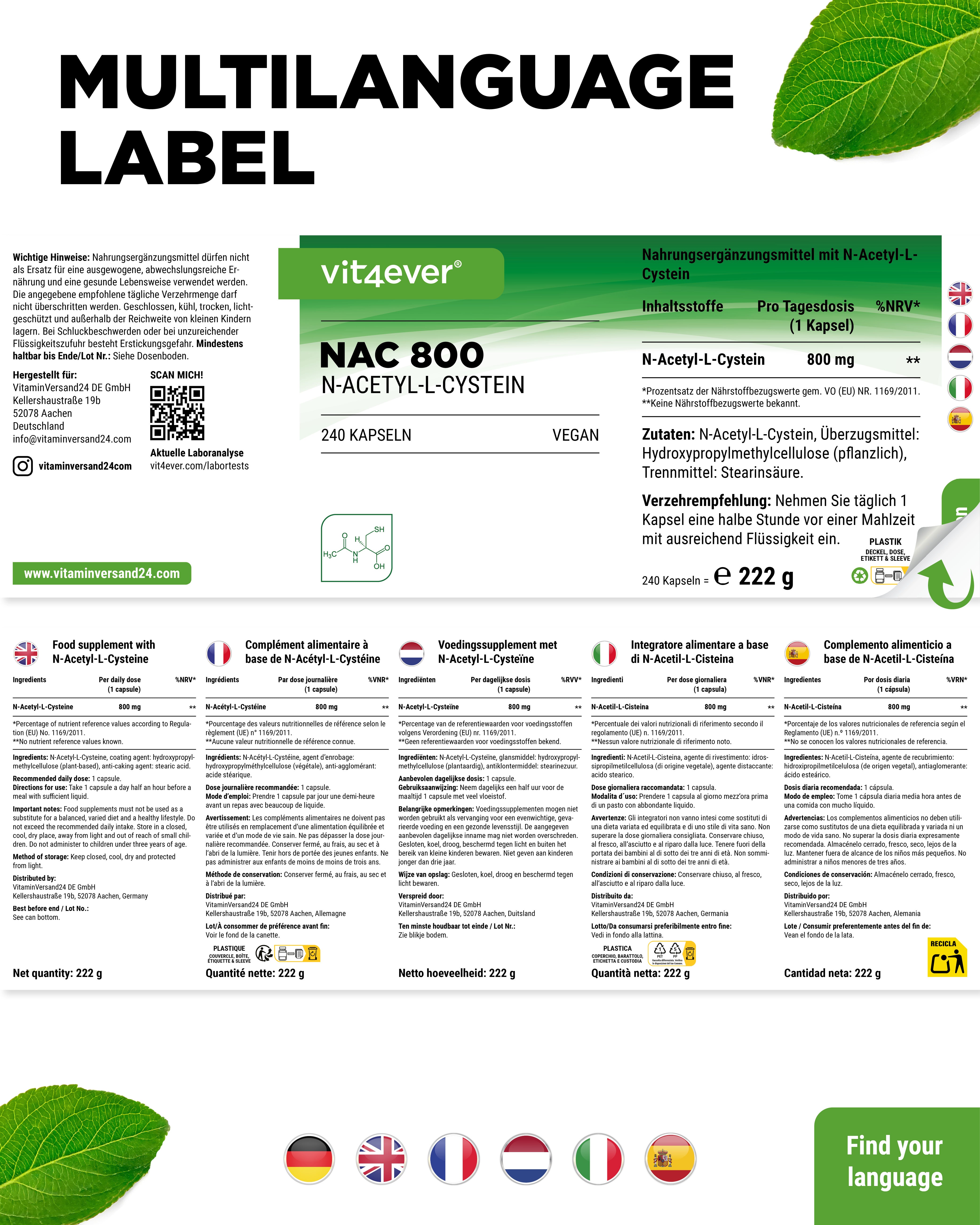NAC - N-Acetyl L-Cysteïne - 800 mg