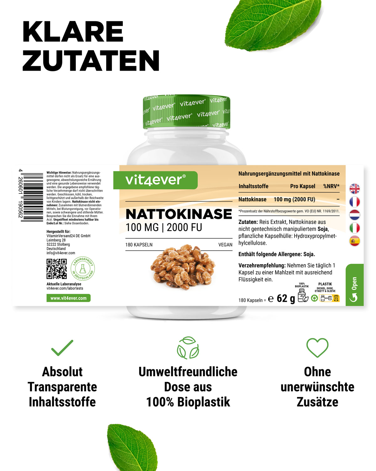 Nattochinasi 100 mg (20.000 FU/g)
