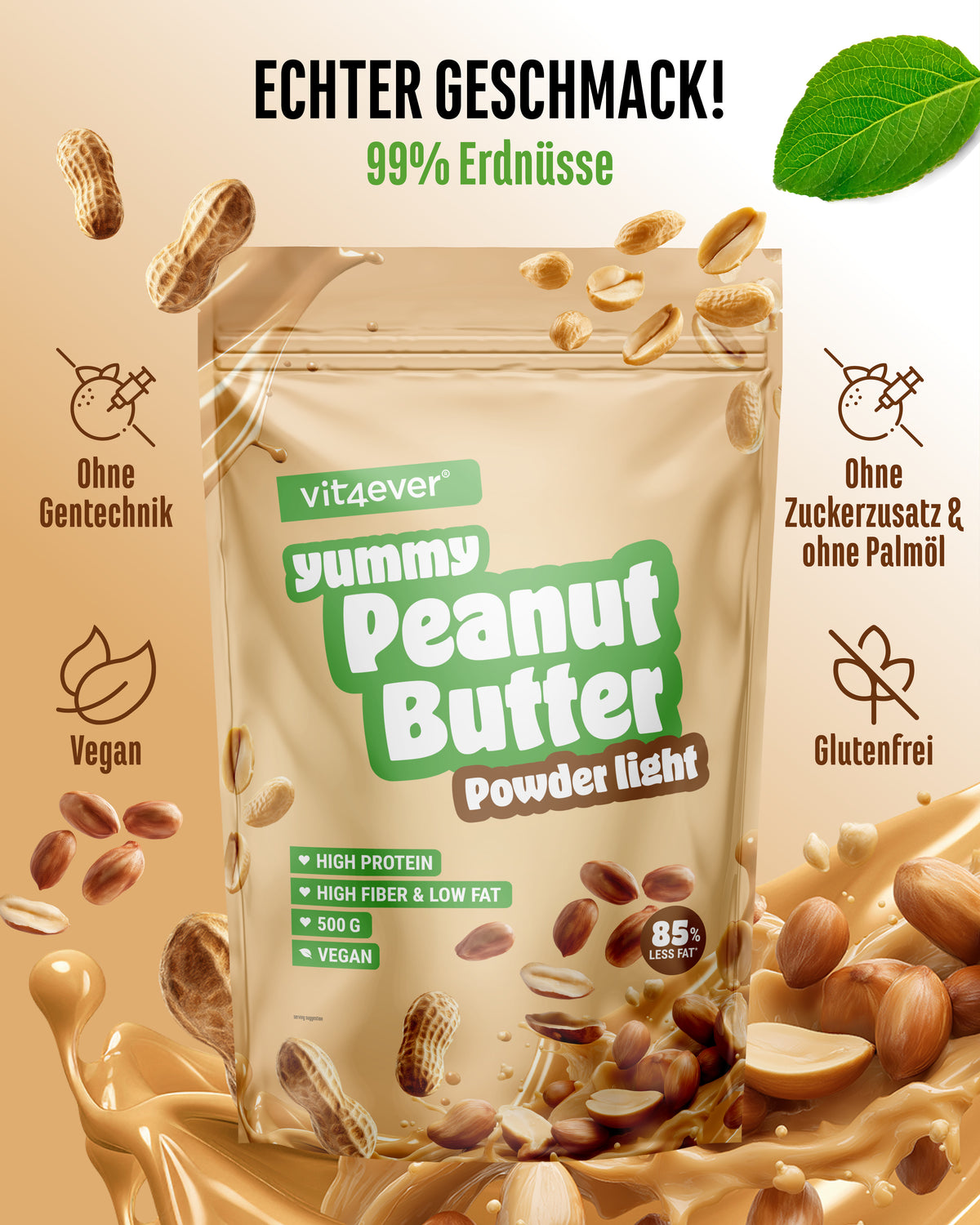 Beurre de cacahuète Light poudre, 500 g