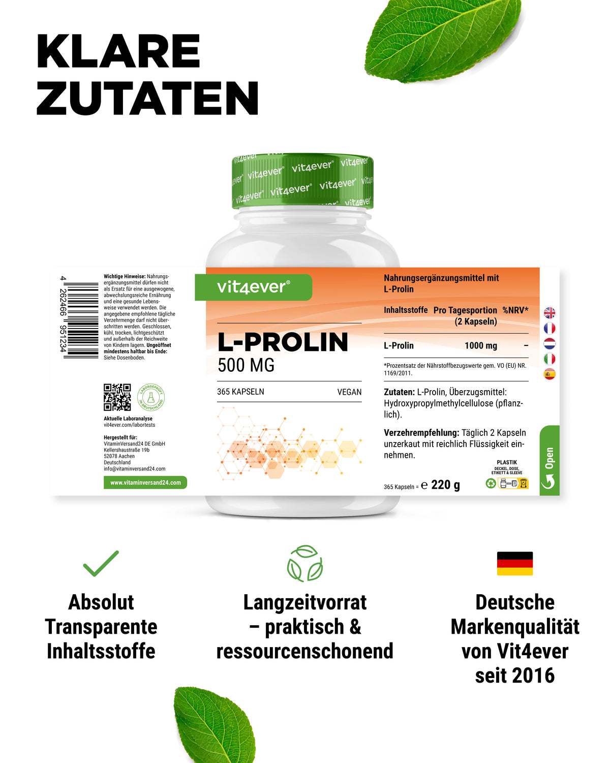 L-Prolina - 500 mg